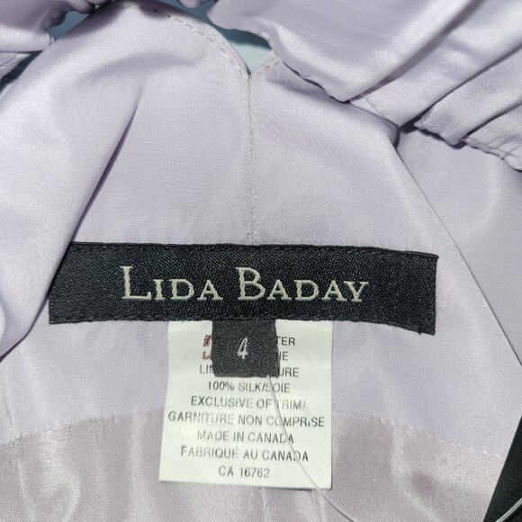 NWT Lida Baday Ruched Taffeta Lilac Party Dress Size 4 - Picture 5 of 7